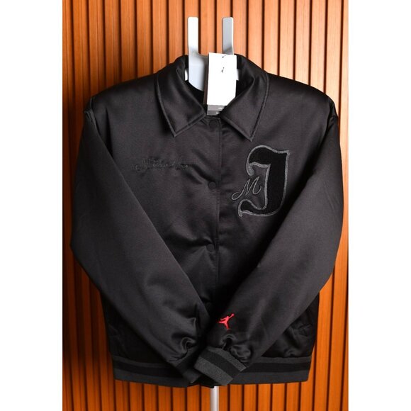 New! Nike Air Jordan Varsity Core Black Jacket for Women | Size: XS | MSRP $175 - Picture 1 of 16